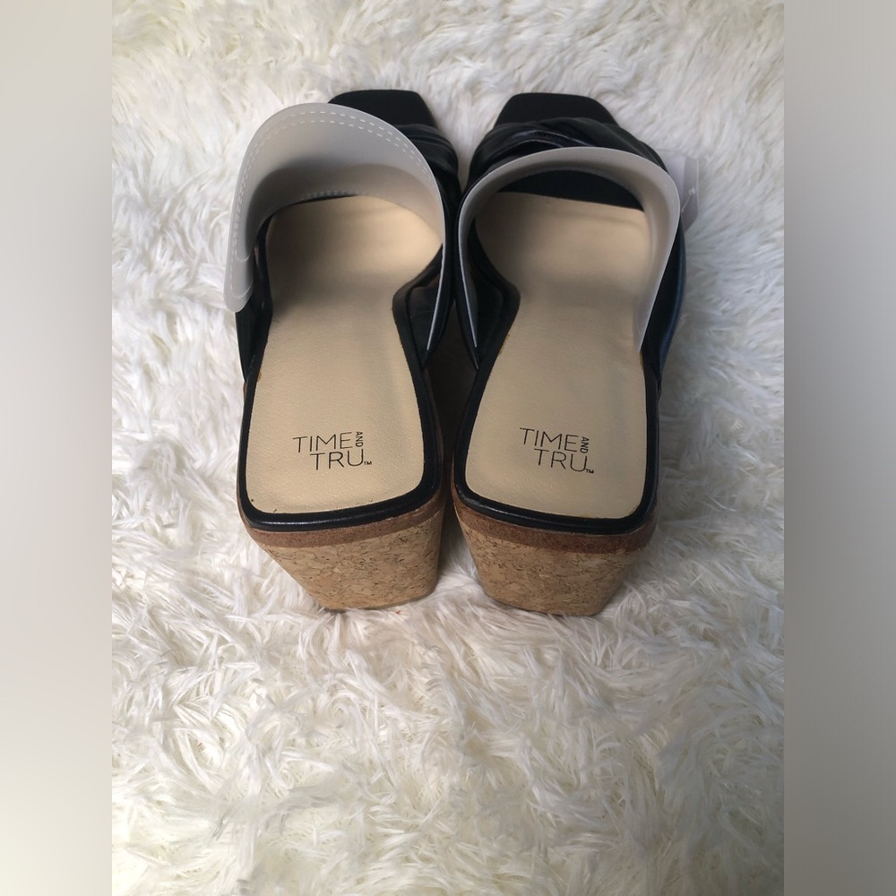 Black Twist-Knot Slide Wedges size 9 NWT - Picture 9 of 16